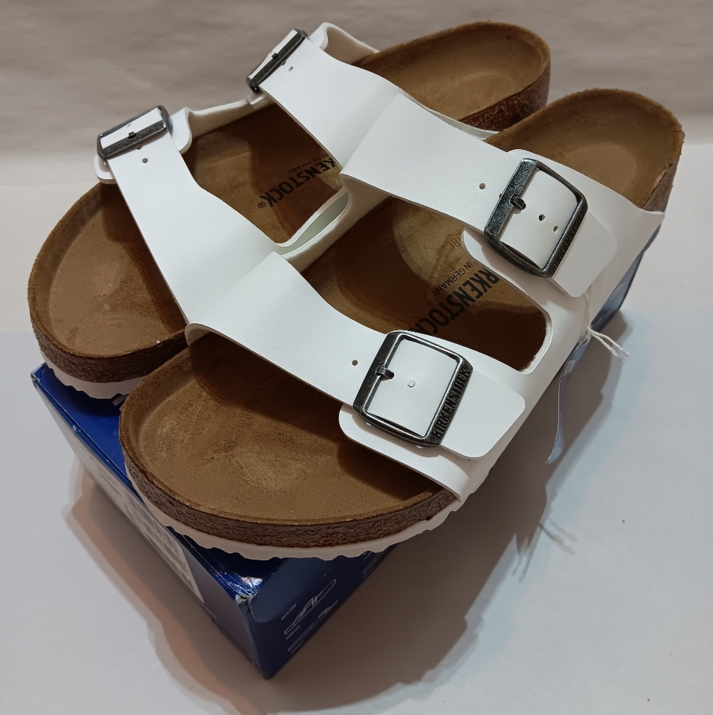 Birkenstock Arizona White Sandal EU 45, US Men 12 Normal Fit, Regular Foot